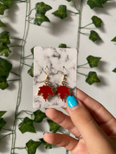 Load image into Gallery viewer, Fall Red Leaf Earrings