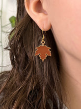 Load image into Gallery viewer, Fall Brown Leaf Earrings