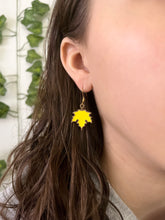 Load image into Gallery viewer, Fall Yellow Leaf Earrings