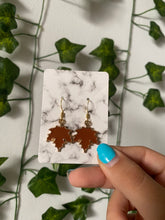 Load image into Gallery viewer, Fall Brown Leaf Earrings