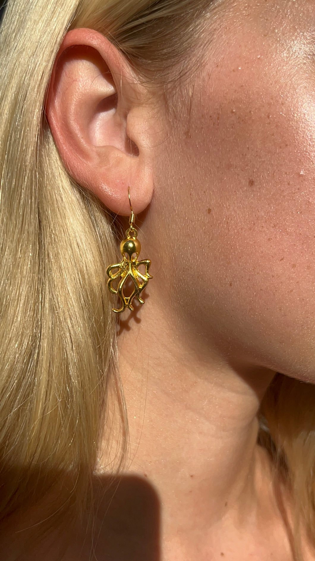 Gold octopus earrings