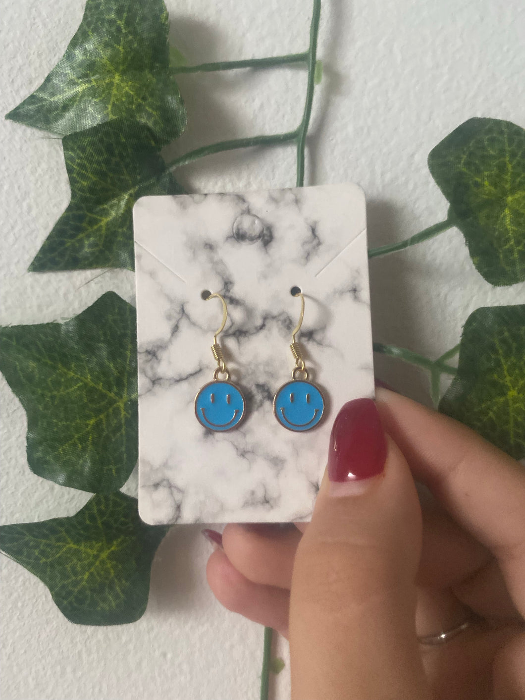 Blue Smiley Earrings