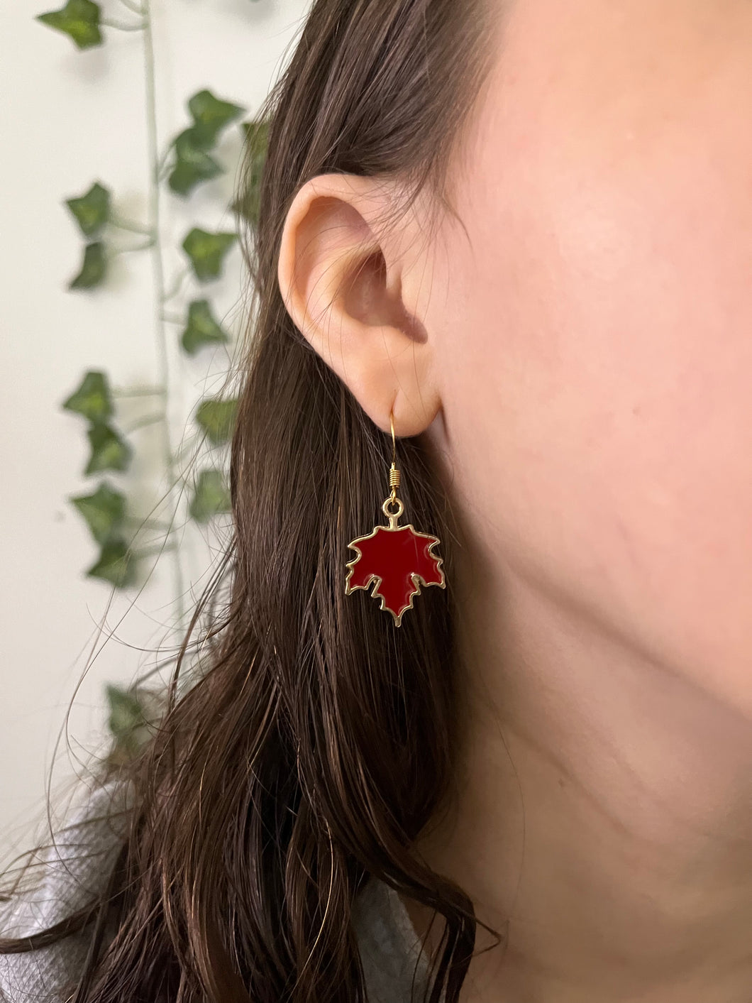 Fall Red Leaf Earrings