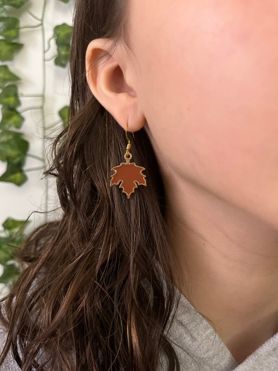 Fall Brown Leaf Earrings