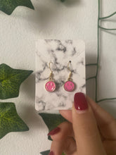 Load image into Gallery viewer, Dark Pink Smiley Earrings
