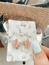 Load image into Gallery viewer, pink butterfly earrings
