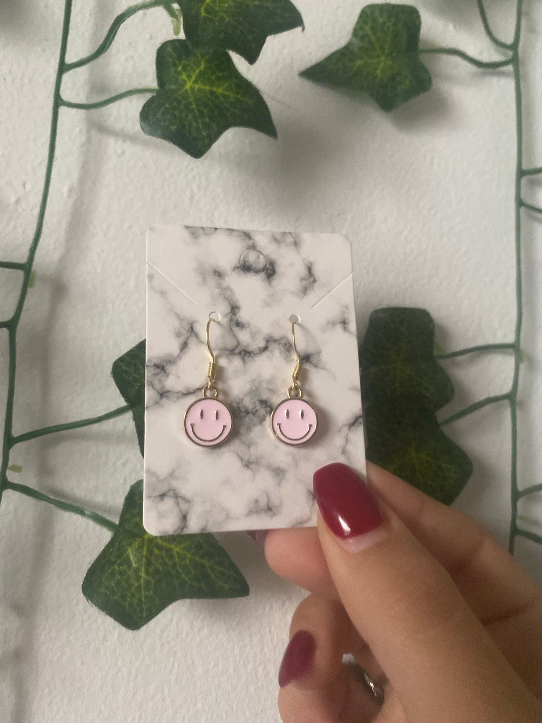 Pink Smiley Earrings