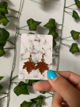 Load image into Gallery viewer, Fall Brown Leaf Earrings
