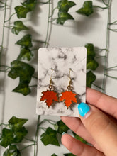 Load image into Gallery viewer, Pumpkin Leaf Earrings
